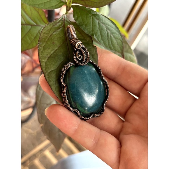 Malachite Azurite, Wire Wrap Pendant, WireWeavedUniques - Picture 10 of 10